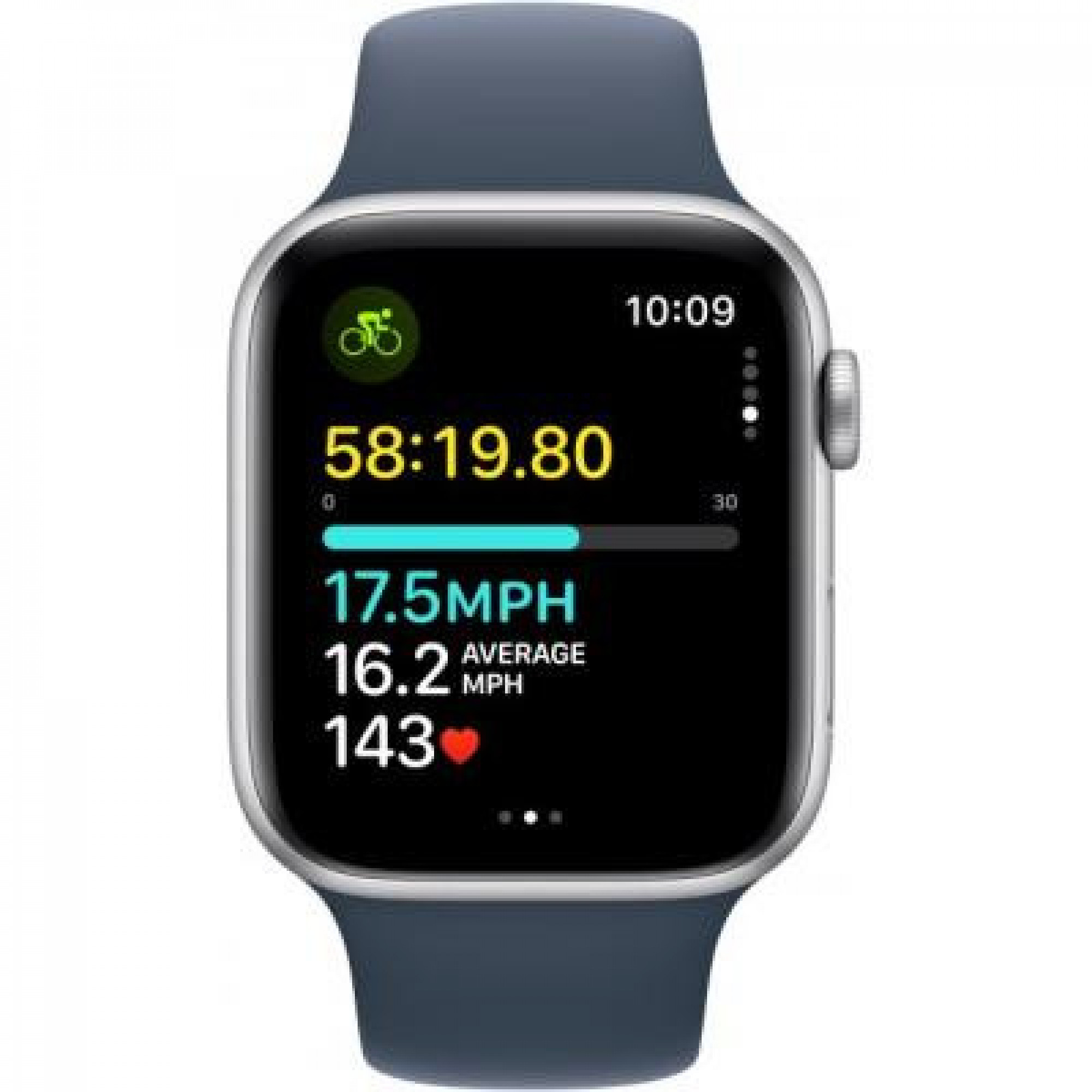 Apple Watch SE 2 40mm Silver Aluminum Case with Storm Blue Sport Band (M/L) (MRE23) 2023